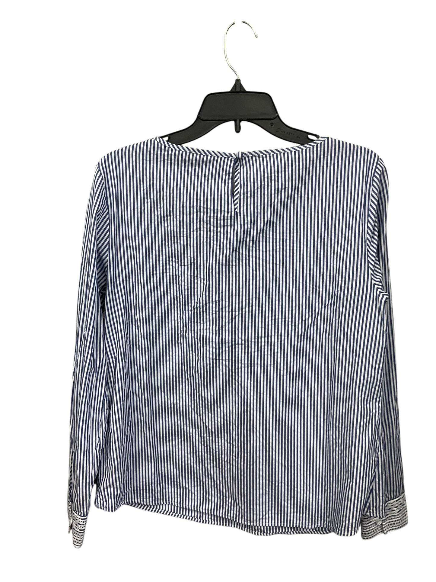 Blouse Long Sleeve By Brooks Brothers In Blue & White, Size: M