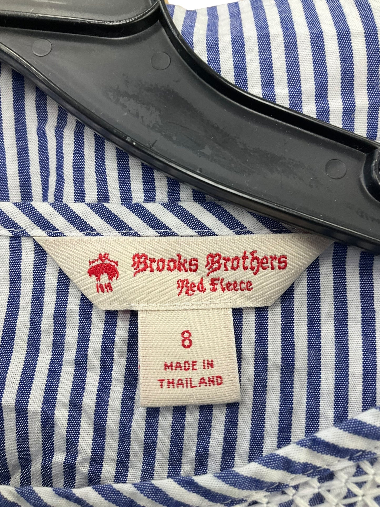 Blouse Long Sleeve By Brooks Brothers In Blue & White, Size: M