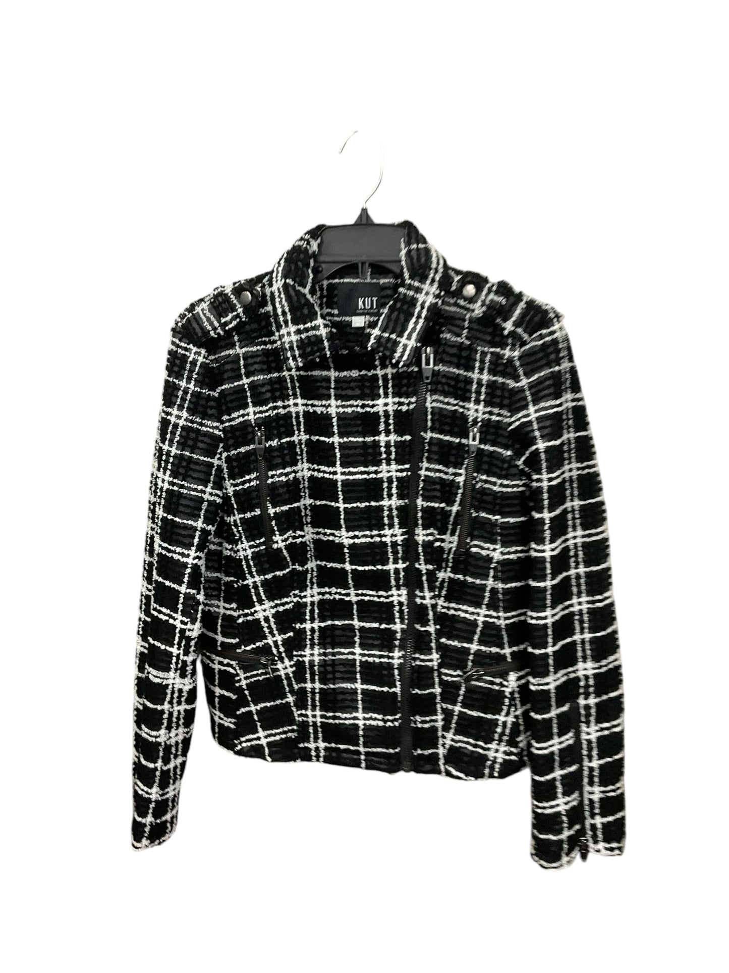 Jacket Moto By Kut In Black & White, Size: M