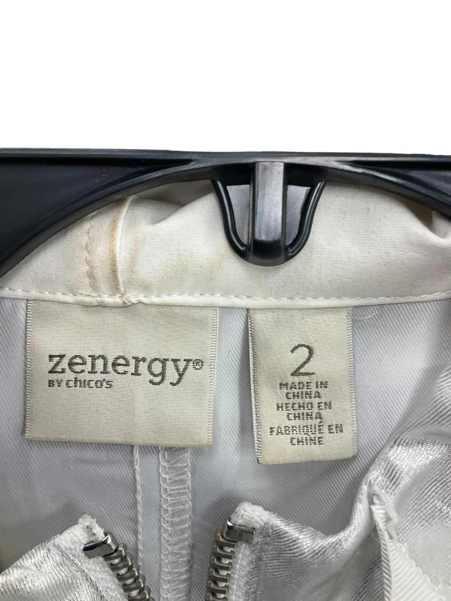 Athletic Jacket By Zenergy By Chicos In Silver, Size: L