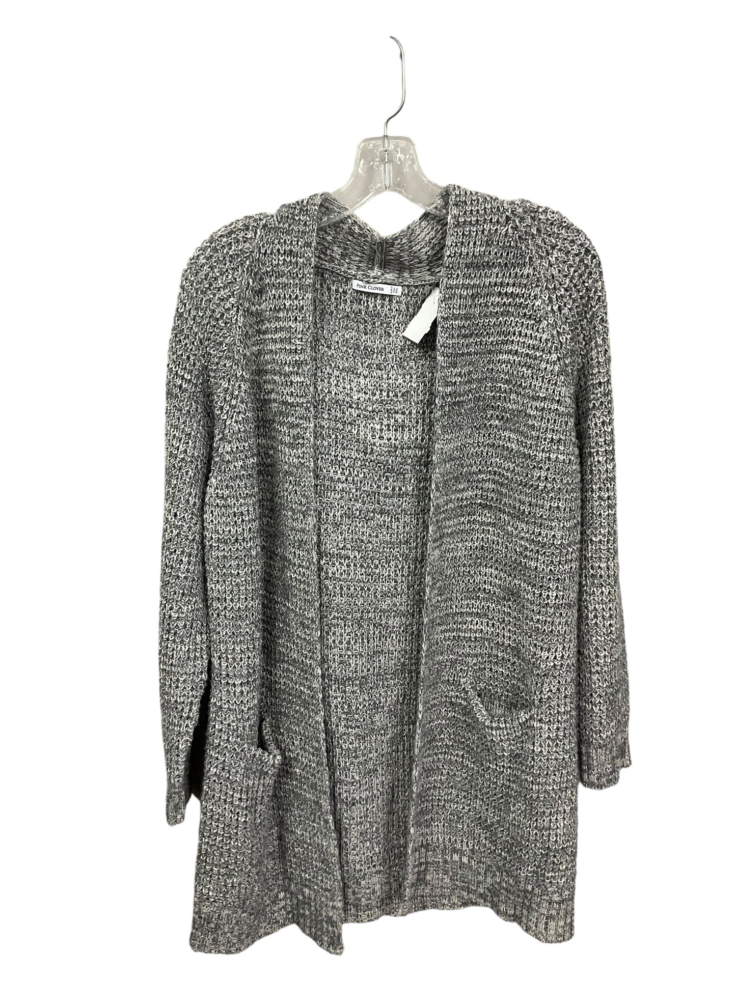 Sweater Cardigan By Pink Clover In Grey & White, Size: Xxl