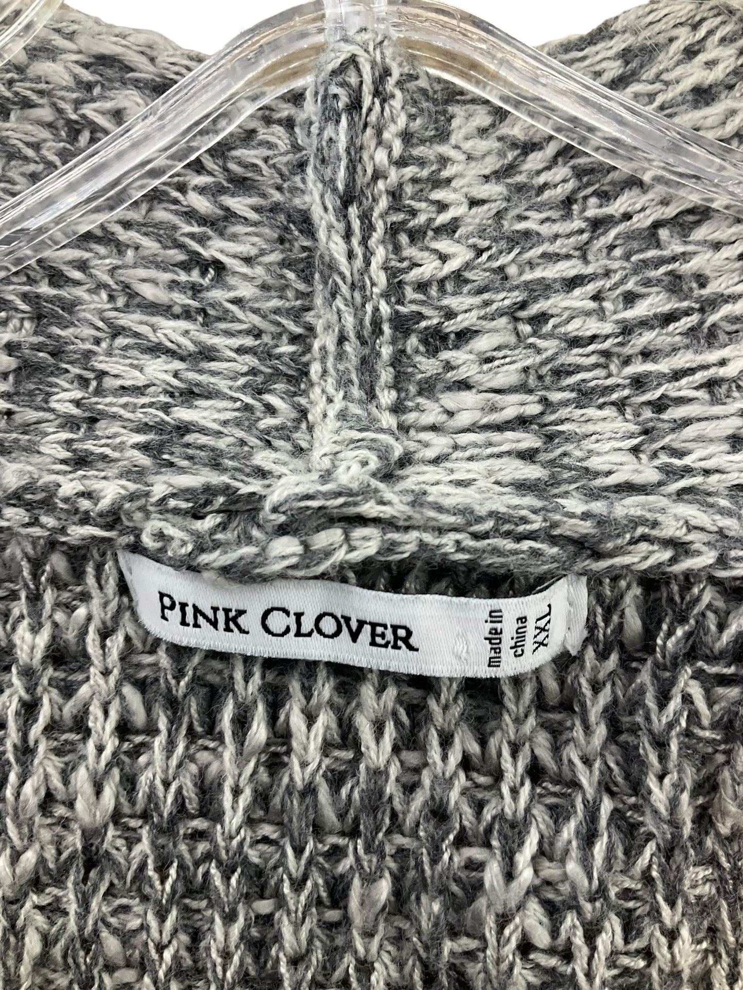 Sweater Cardigan By Pink Clover In Grey & White, Size: Xxl