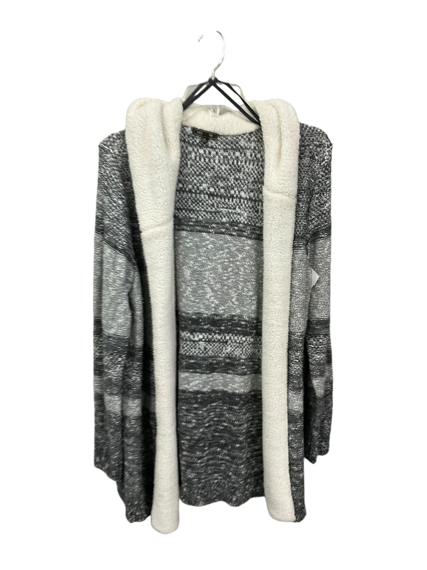 Sweater Cardigan By Clothes Mentor In Grey & White, Size: Xxl