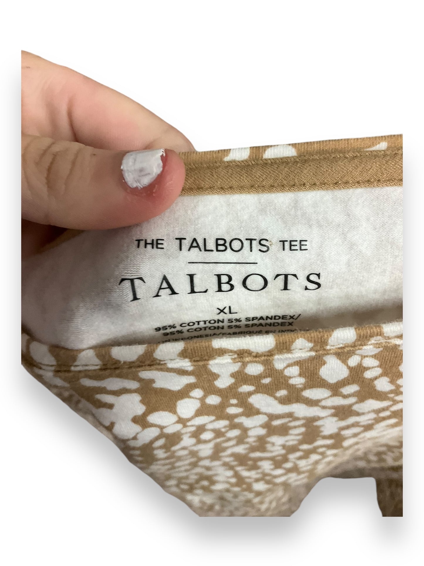 Top 3/4 Sleeve By Talbots In Brown & White, Size: Xl