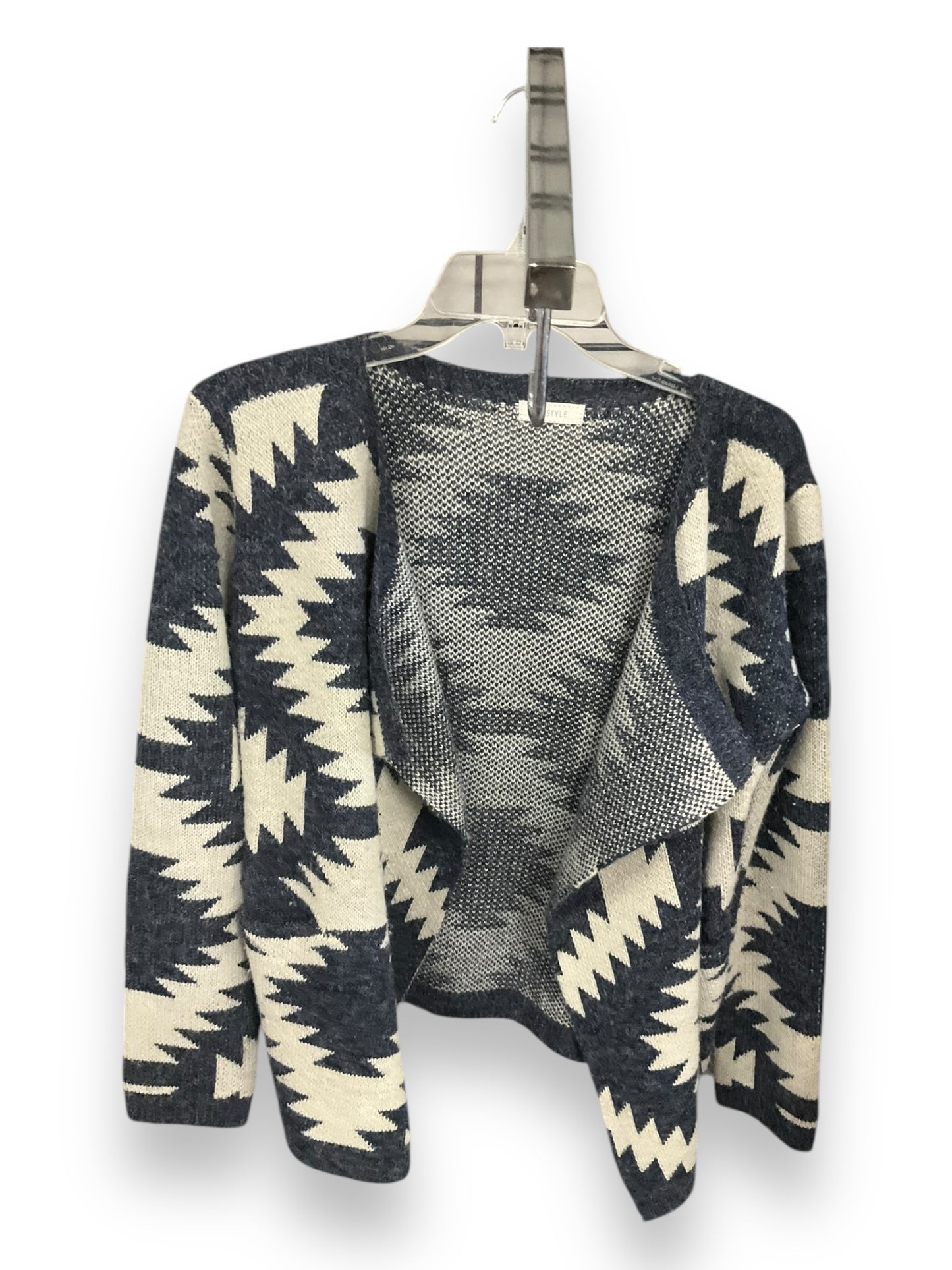 Sweater Cardigan By Clothes Mentor In Blue & White, Size: S