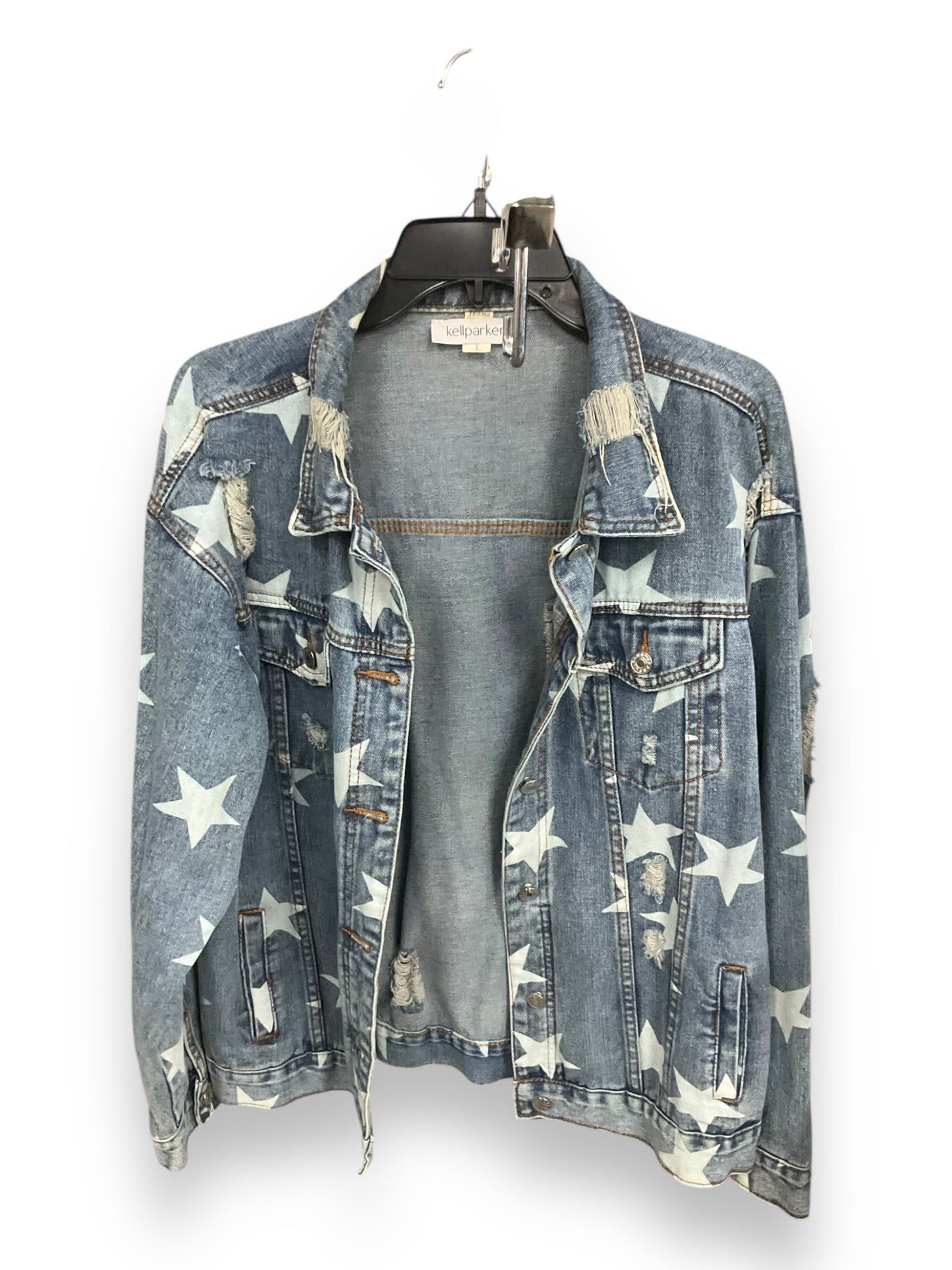 Jacket Denim By Clothes Mentor In Blue Denim, Size: L