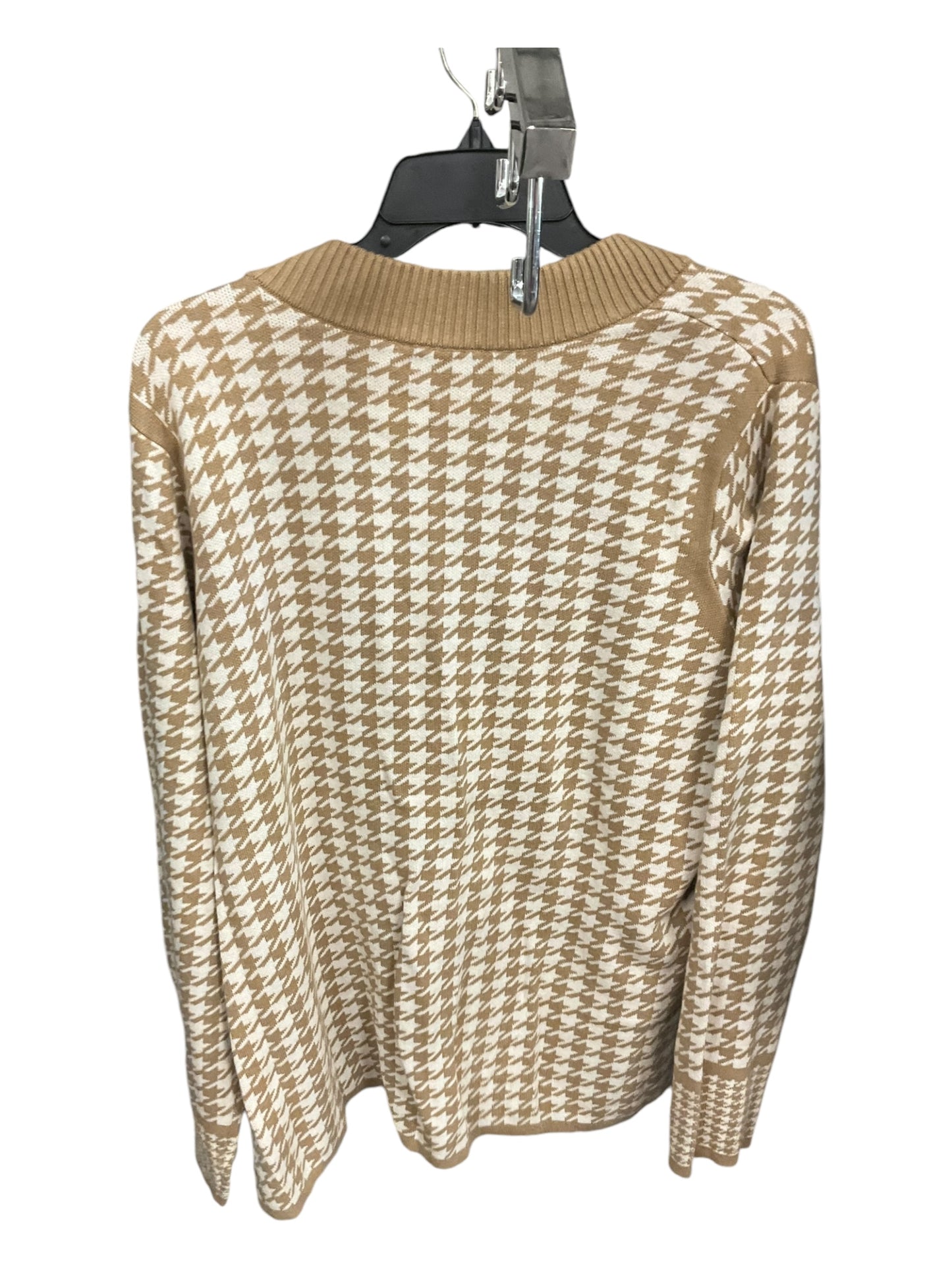 Sweater Cardigan By Susan Graver In Tan & White, Size: Xl