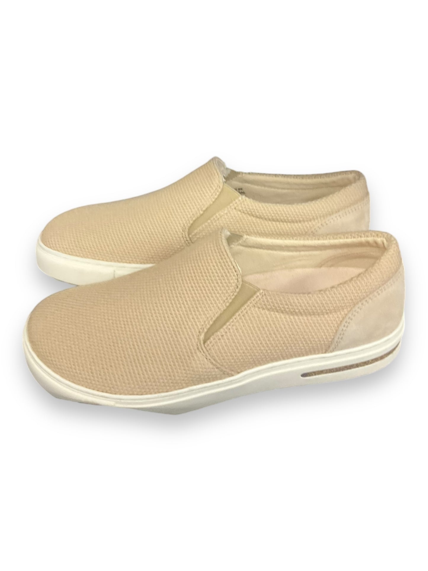 Shoes Flats By Birkenstock In Tan & White, Size: 9.5