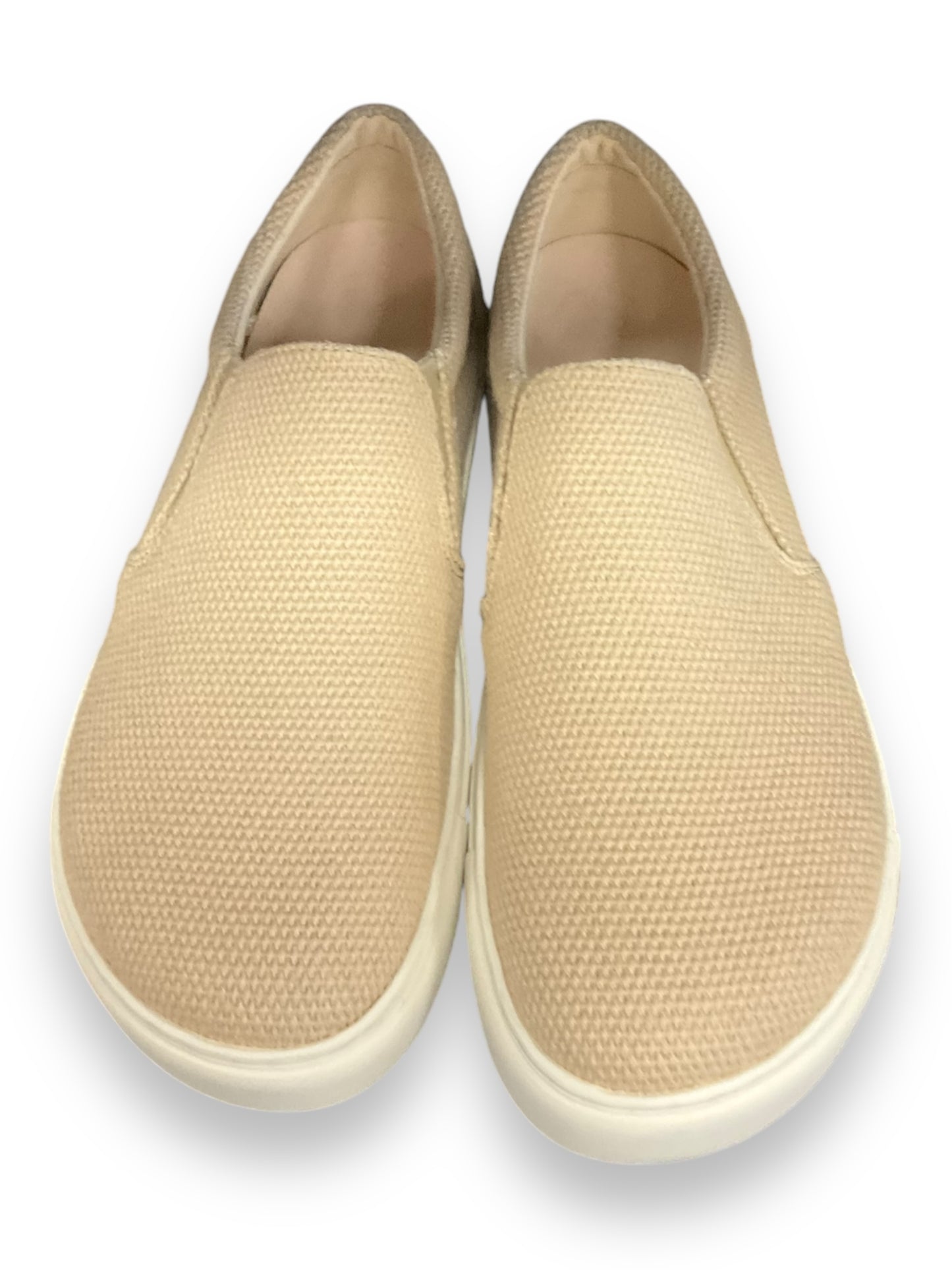 Shoes Flats By Birkenstock In Tan & White, Size: 9.5