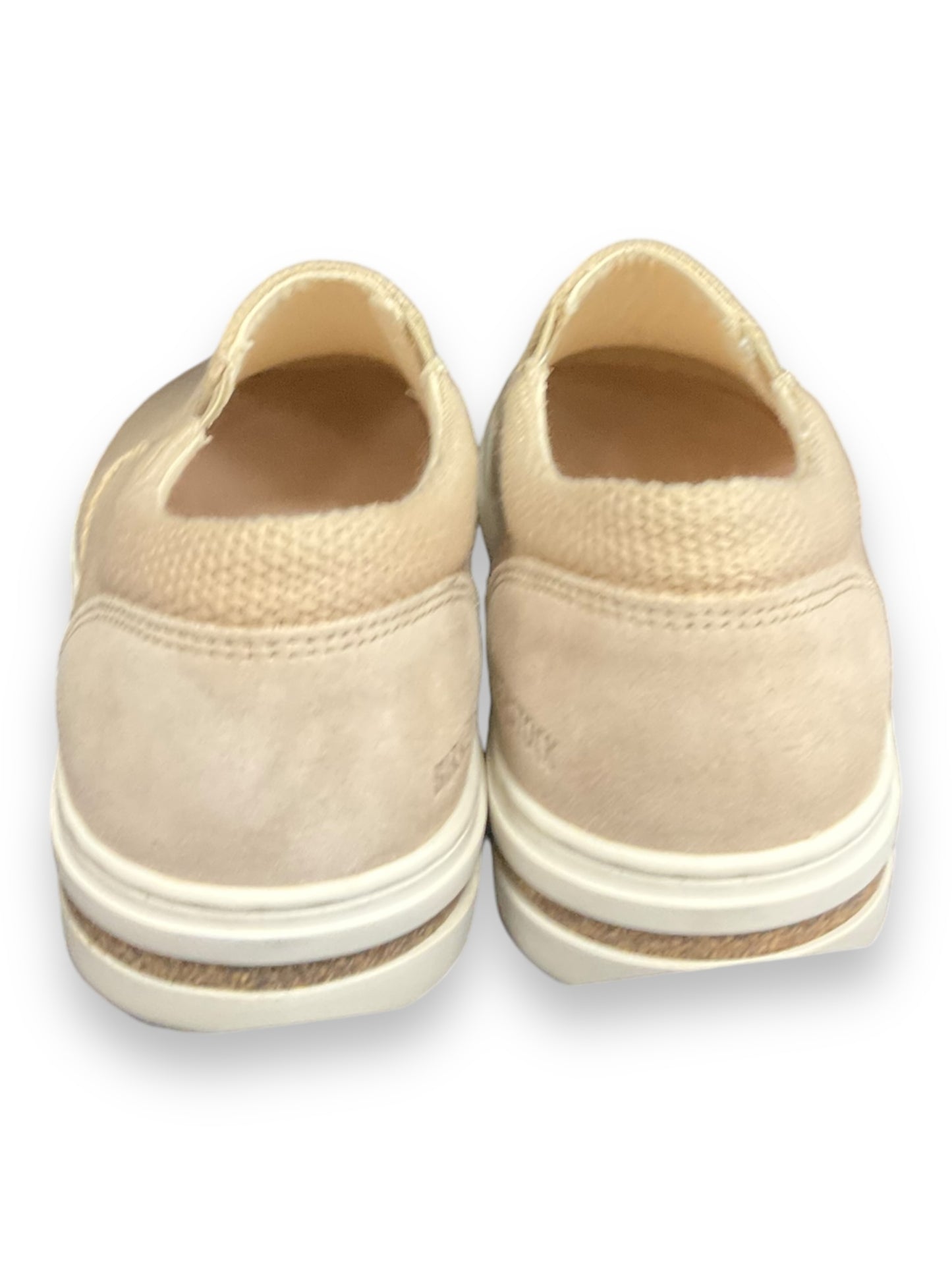 Shoes Flats By Birkenstock In Tan & White, Size: 9.5