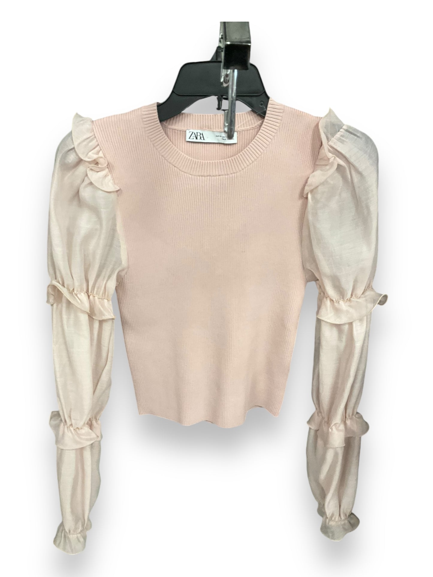 Blouse Long Sleeve By Zara In Pink, Size: M