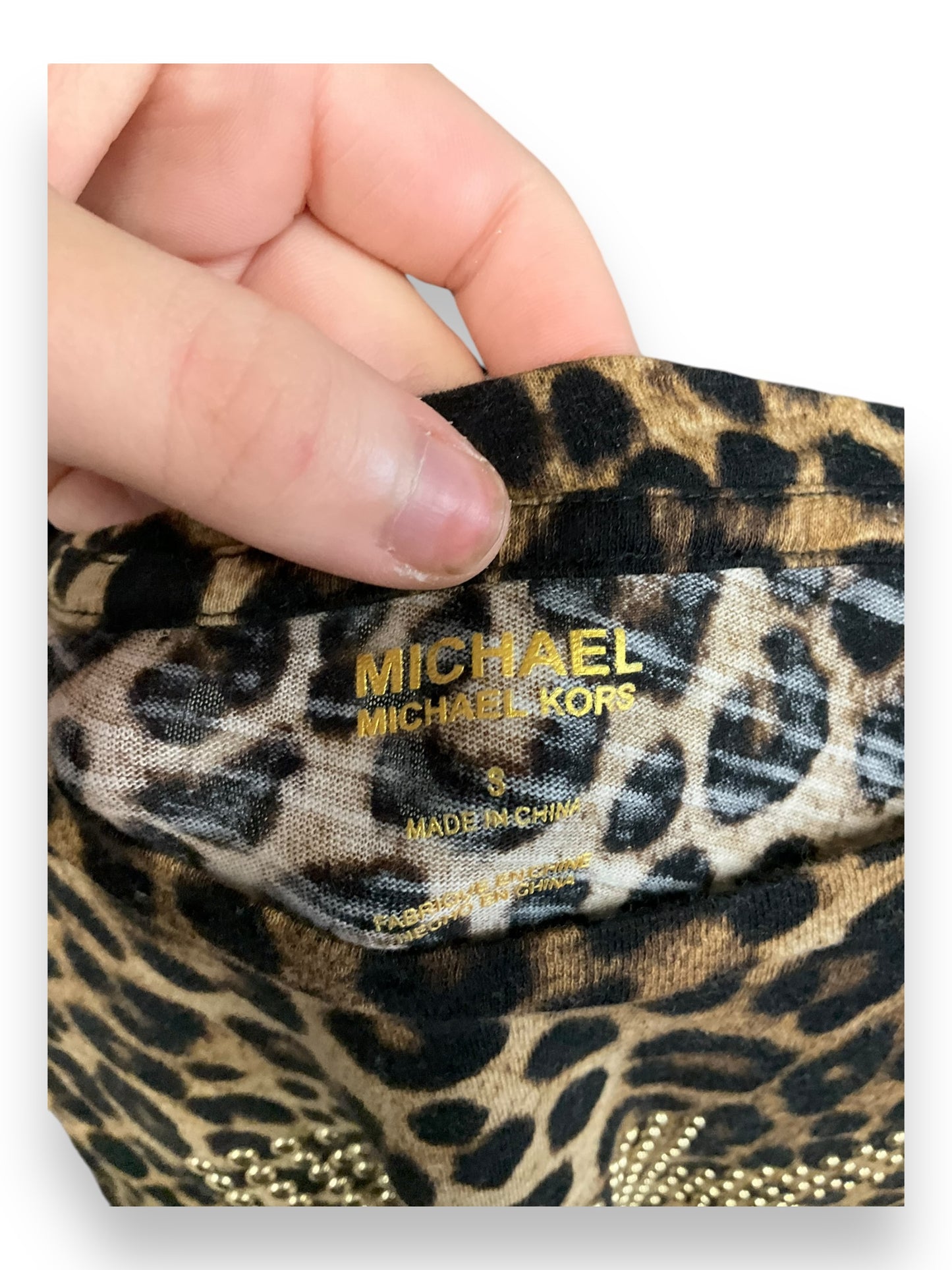 Top Short Sleeve By Michael By Michael Kors In Animal Print, Size: S