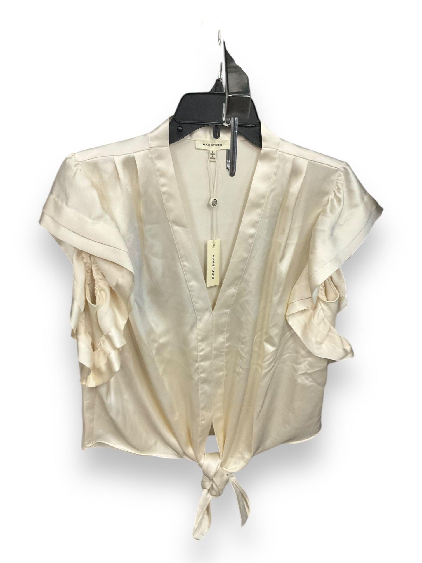 Blouse Short Sleeve By Max Studio In Cream, Size: L