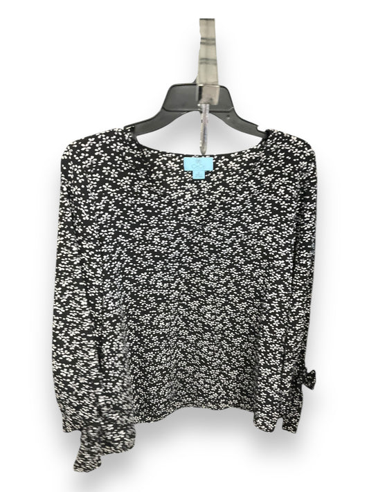 Top Long Sleeve By Cece In Black & White, Size: M