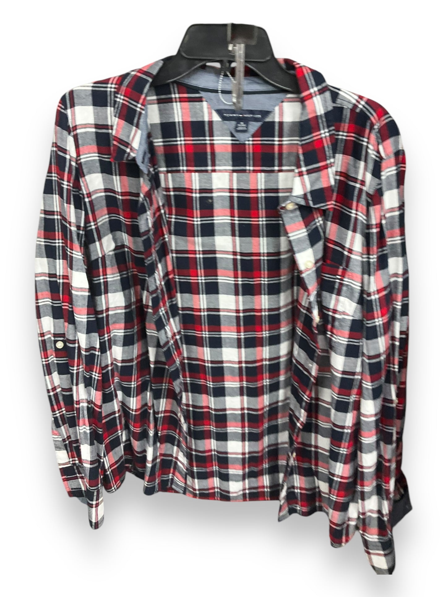 Top Long Sleeve By Tommy Hilfiger In Plaid Pattern, Size: Xl