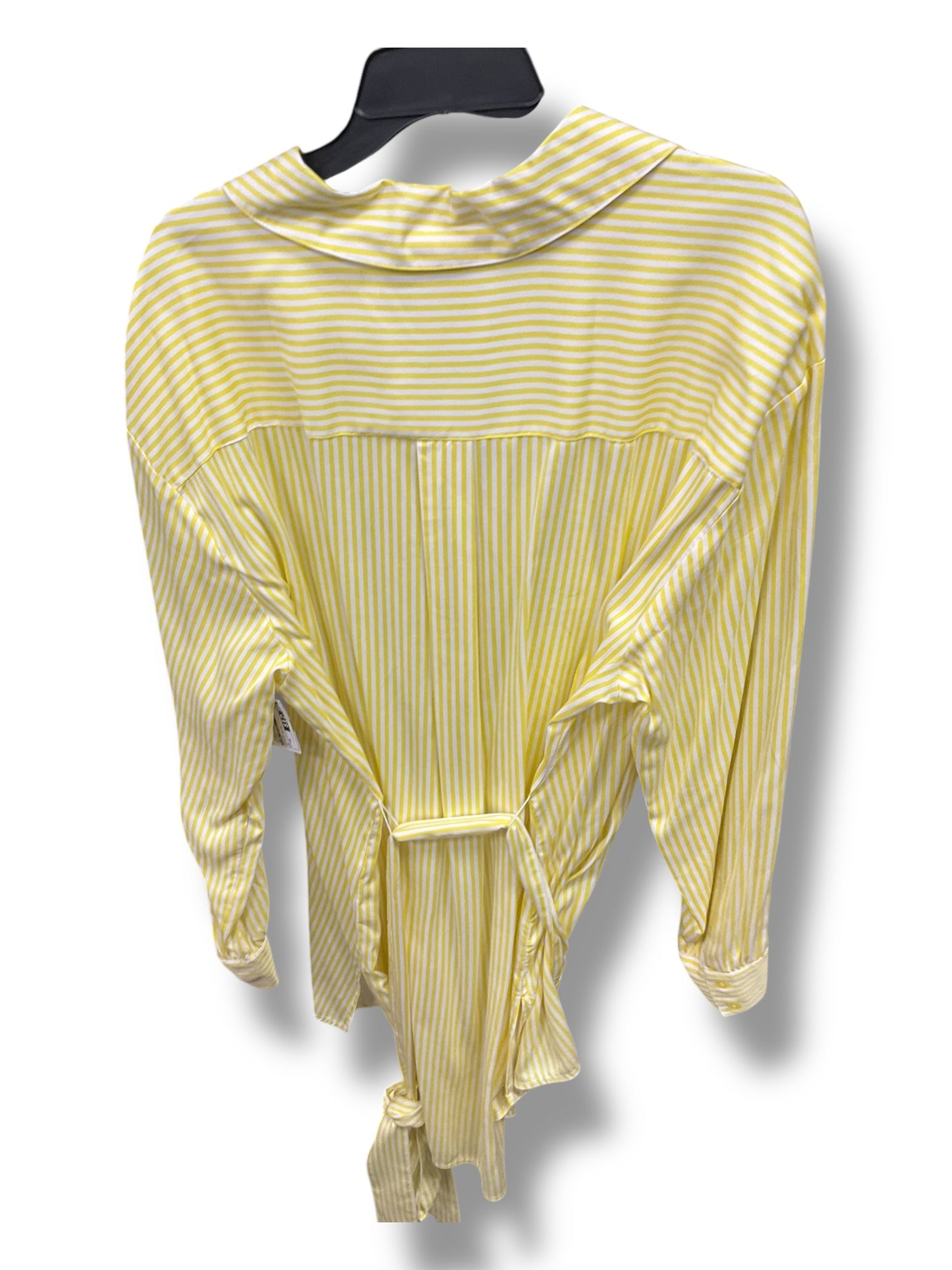 Top Long Sleeve By Lane Bryant In White & Yellow, Size: 18