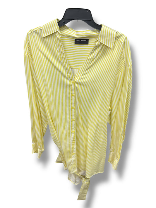 Top Long Sleeve By Lane Bryant In White & Yellow, Size: 18