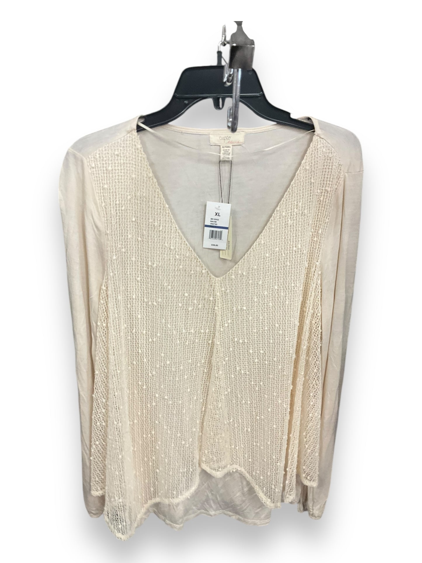 Top Long Sleeve By Cupio In Cream, Size: Xl