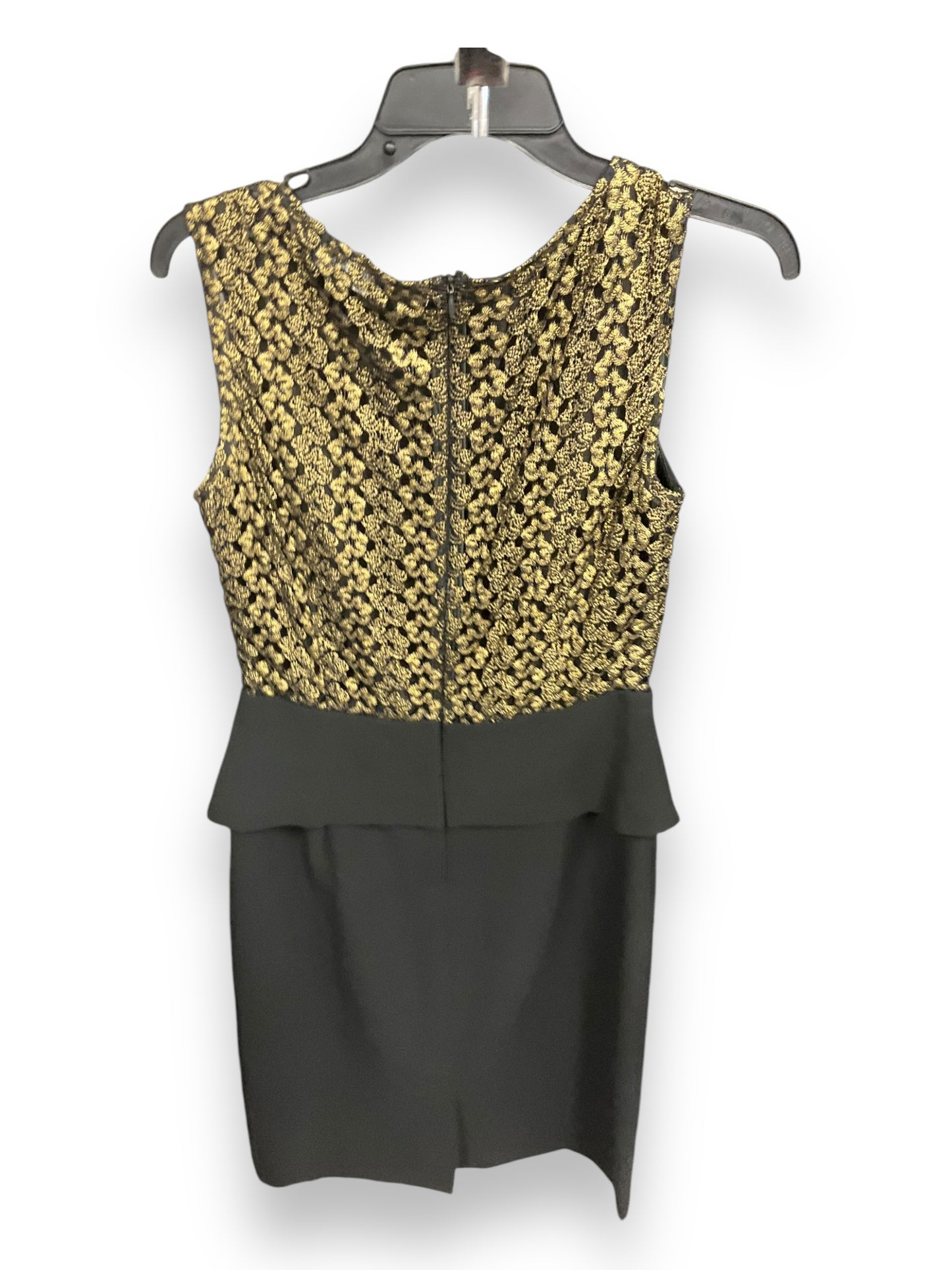 Dress Party Midi By Tahari By Arthur Levine In Black & Gold, Size: 4