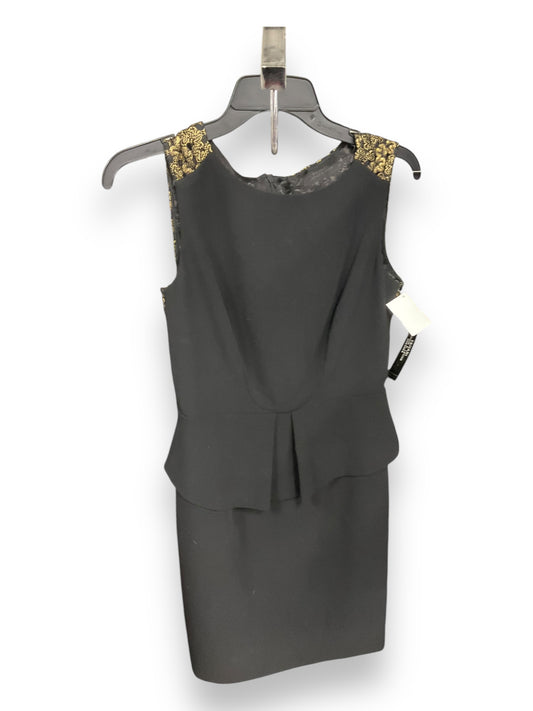 Dress Party Midi By Tahari By Arthur Levine In Black & Gold, Size: 4