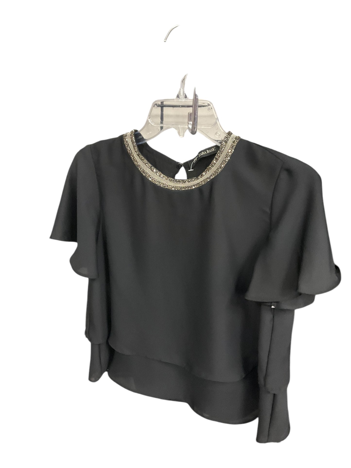 Top Short Sleeve By Zara Basic In Black, Size: Xs