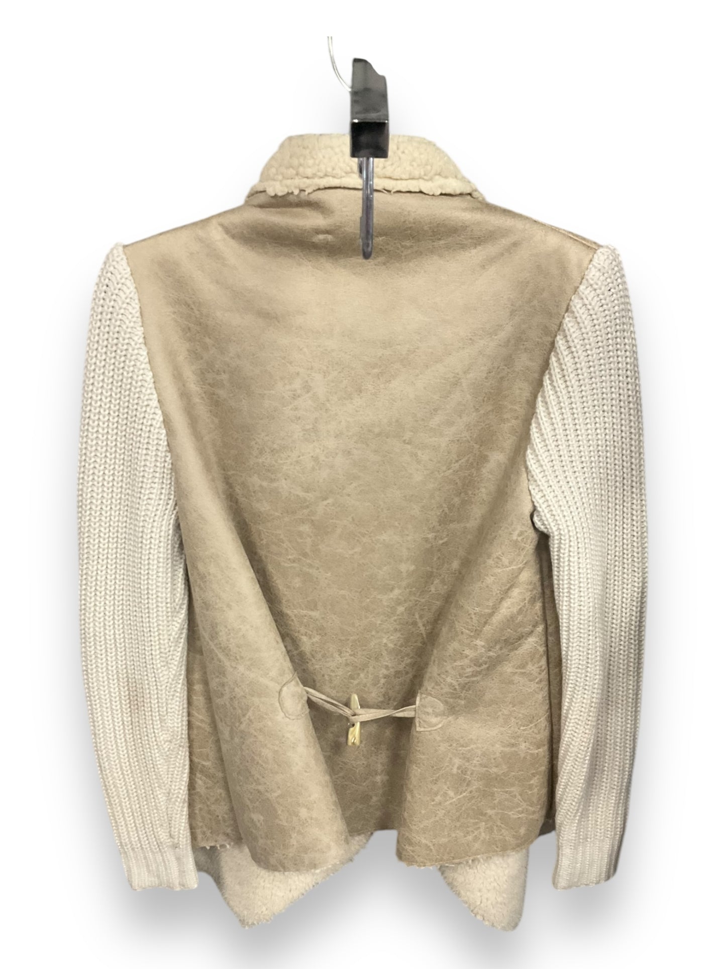 Sweater Cardigan By Rd Style In Tan & White, Size: S