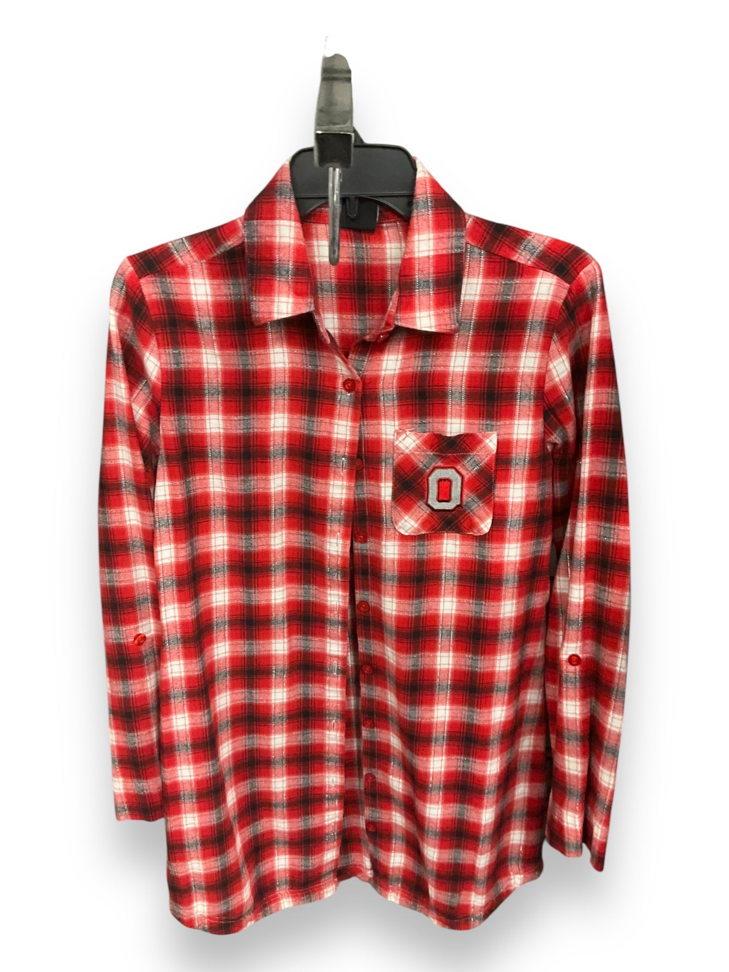 Top Long Sleeve By Clothes Mentor In Plaid Pattern, Size: M