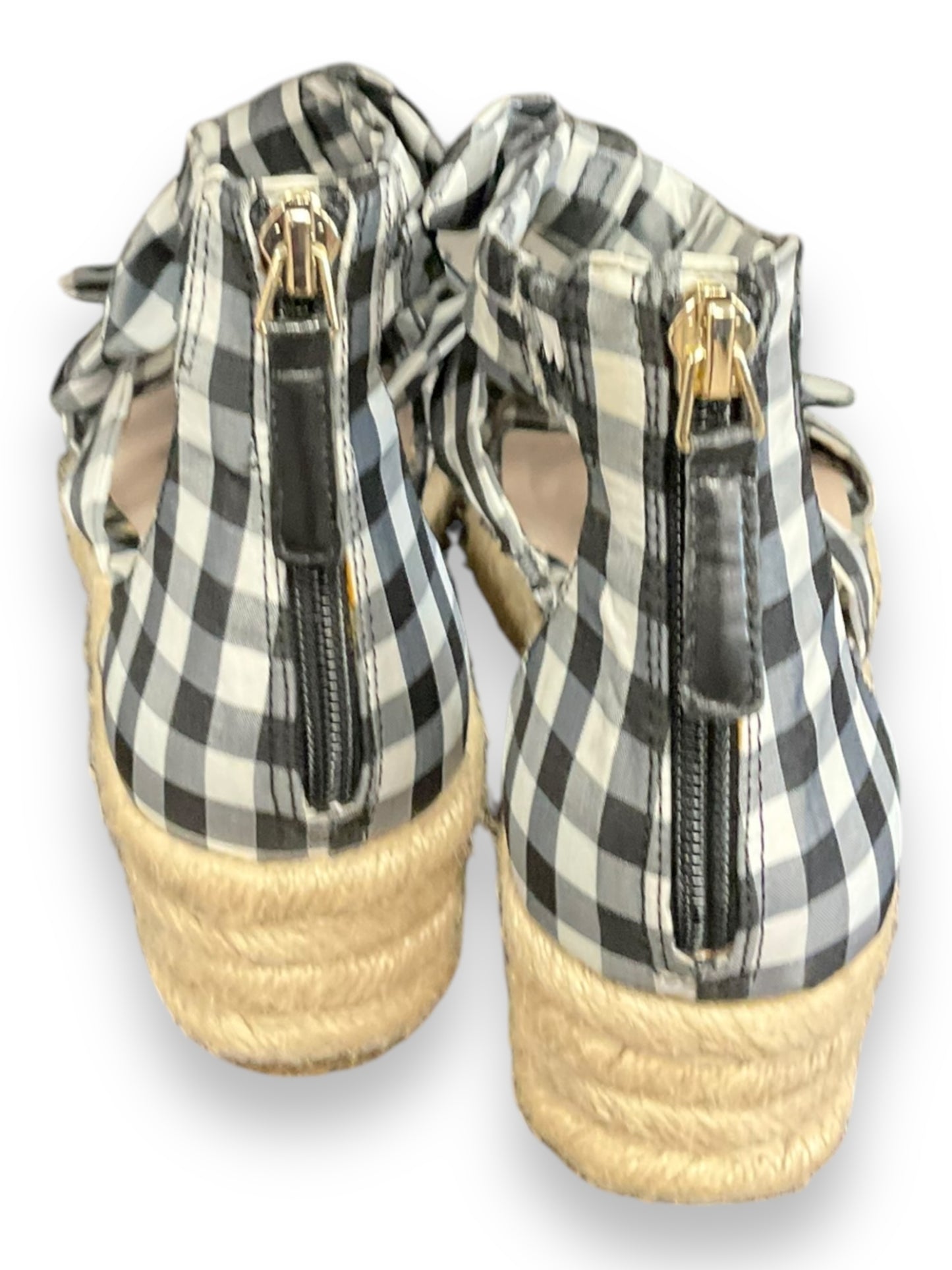 Sandals Heels Platform By Nine West In Checkered Pattern, Size: 6.5