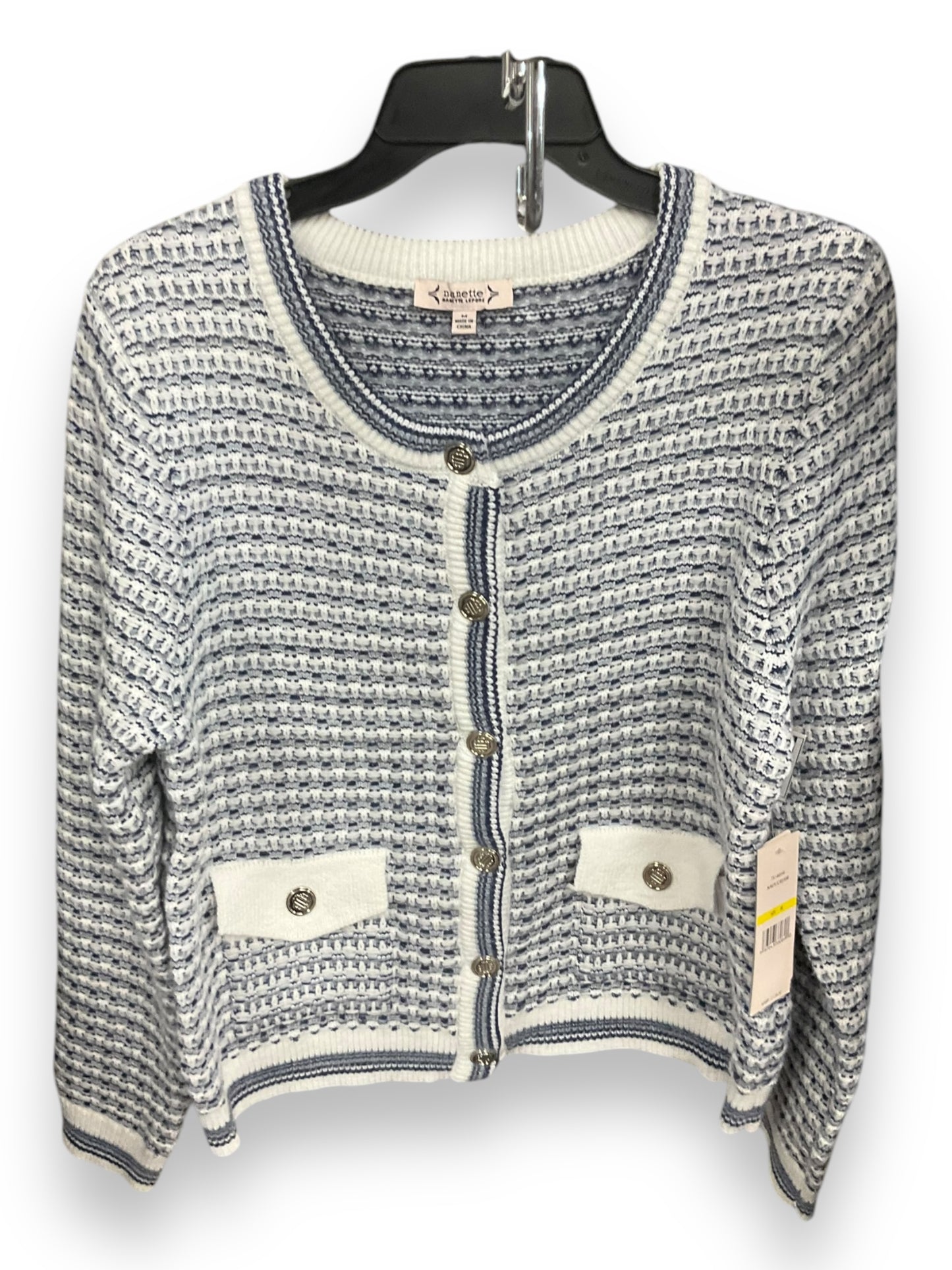 Sweater Cardigan By Nanette By Nanette Lepore In Blue & White, Size: M