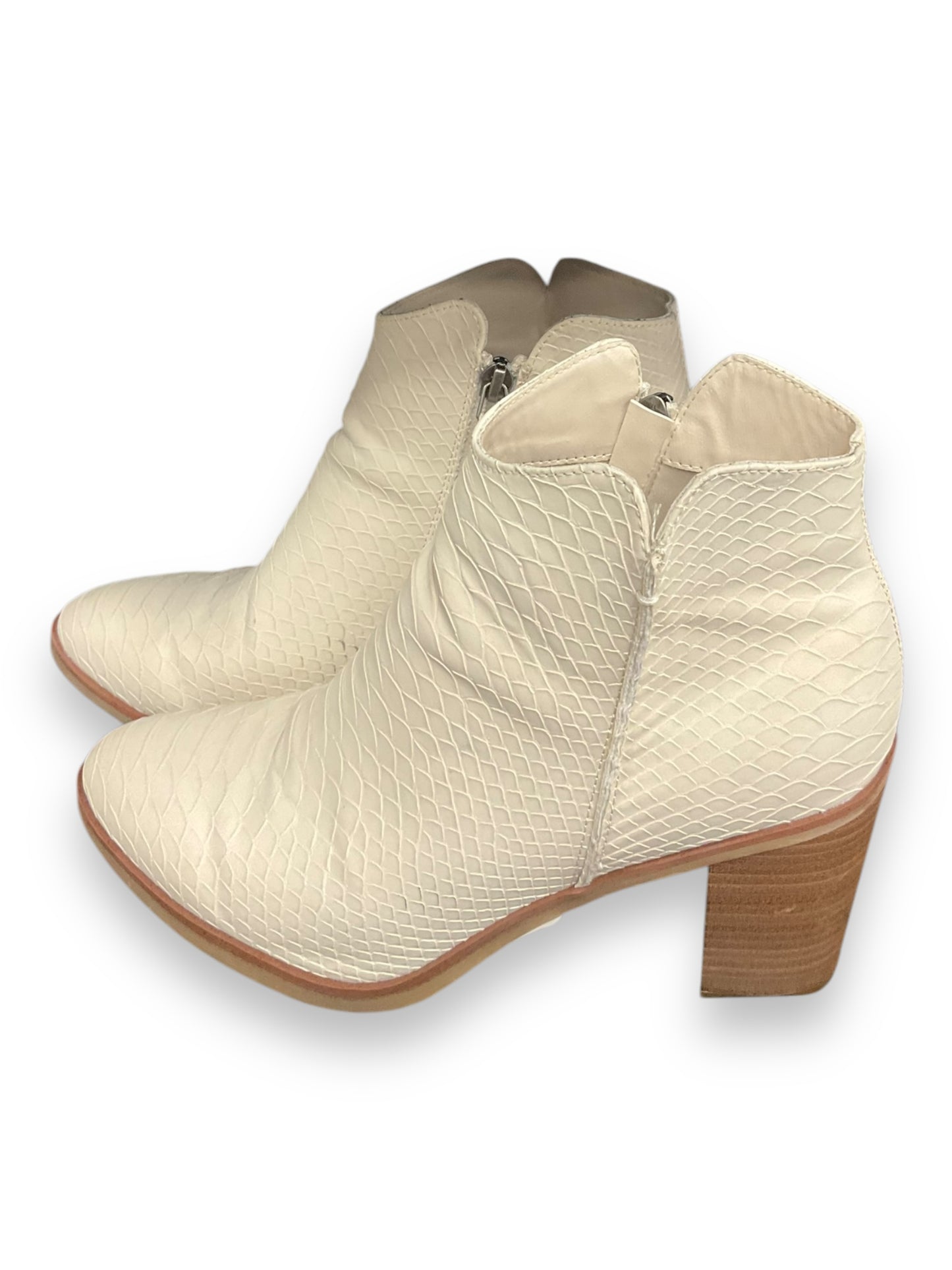 Boots Ankle Heels By Mia In Cream & Tan, Size: 8.5