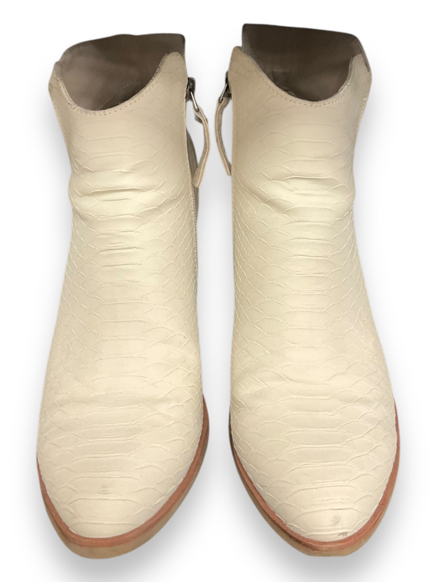 Boots Ankle Heels By Mia In Cream & Tan, Size: 8.5