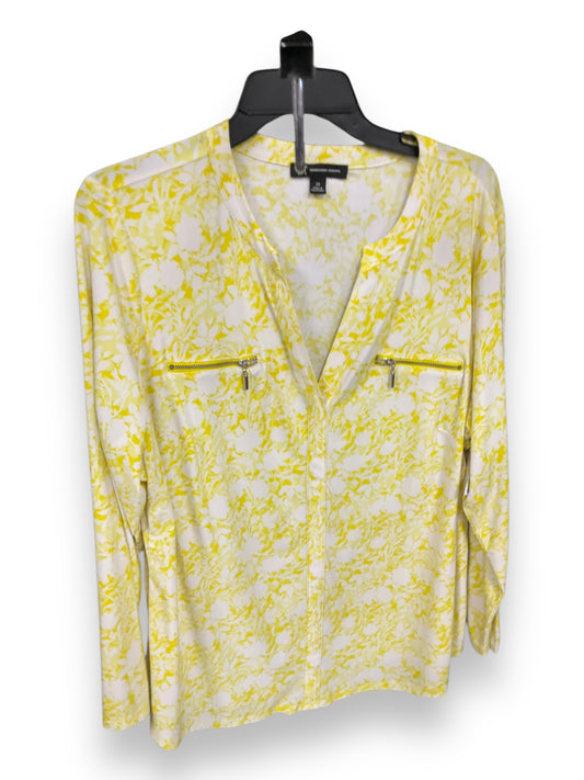 Top Long Sleeve By Inc In White & Yellow, Size: 2x