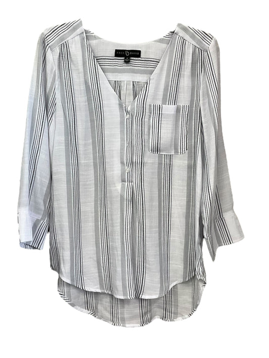 Grey & White Top Long Sleeve Fred David, Size M