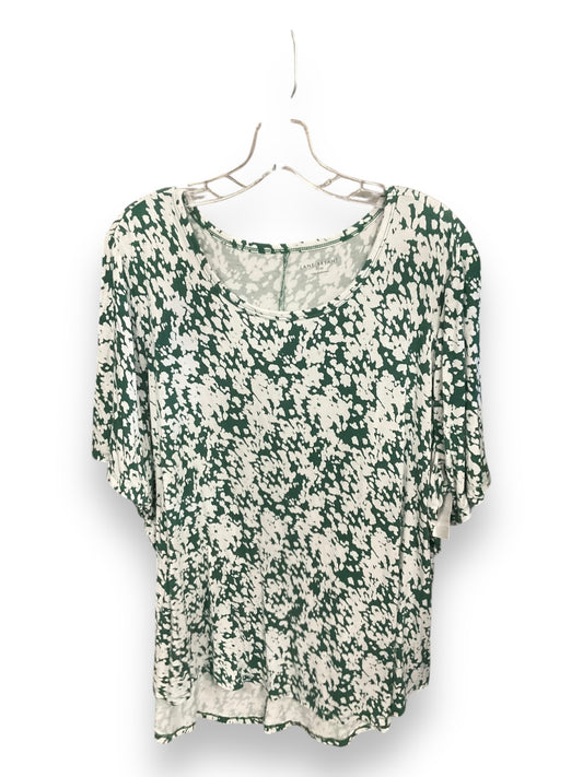 Top Short Sleeve Basic By Lane Bryant In Green & White, Size: 22