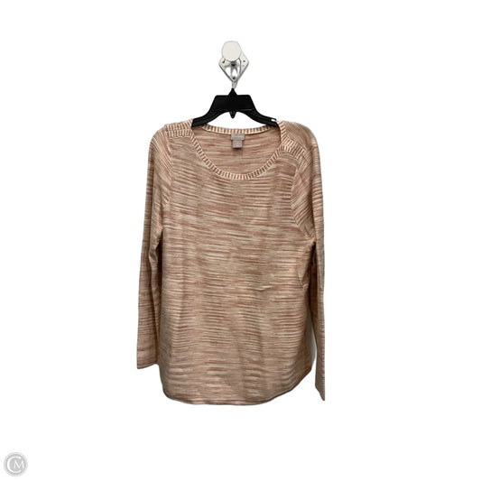 Sweater By Chicos In Orange & White, Size: 2x