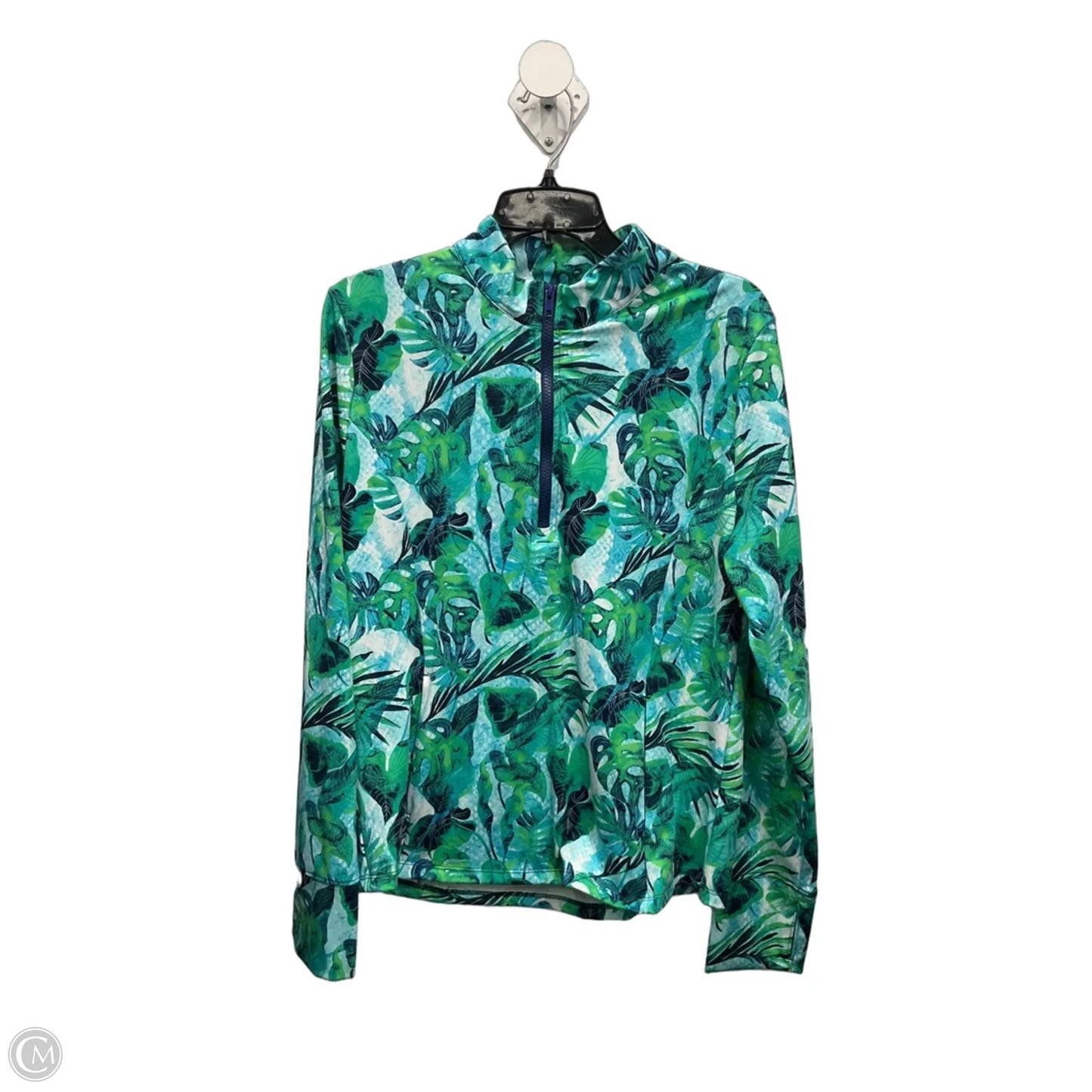 Athletic Top Long Sleeve Collar By Tommy Bahama In Blue & Green, Size: L