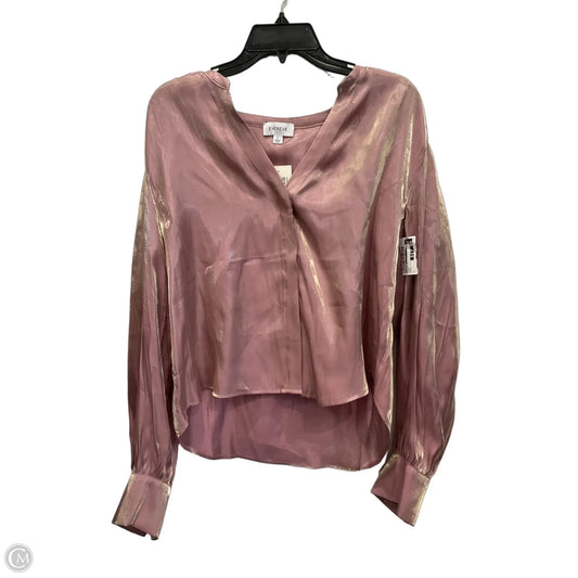 Blouse Long Sleeve By Evereve In Pink, Size: L