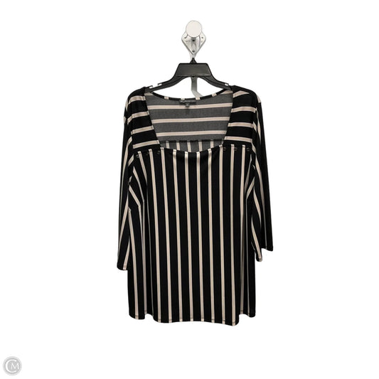 Top 3/4 Sleeve By Adrianna Papell In Black & Cream, Size: 3x