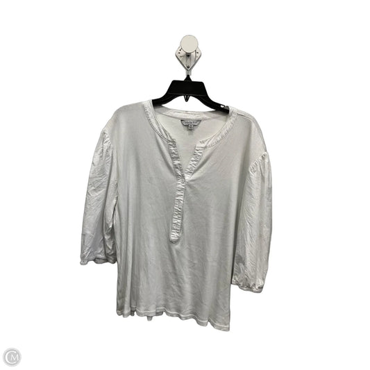Top 3/4 Sleeve By Ophelia Roe In White, Size: 3x