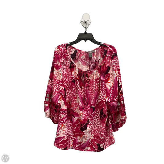 Top 3/4 Sleeve By Clothes Mentor In Pink, Size: 3x