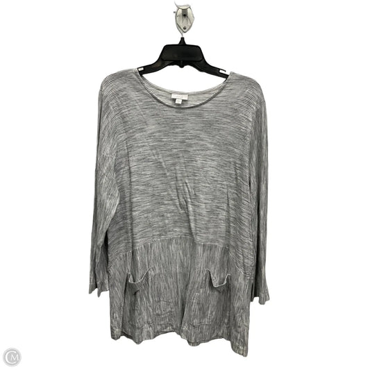 Top Long Sleeve By Pure Jill In Grey & White, Size: Xl