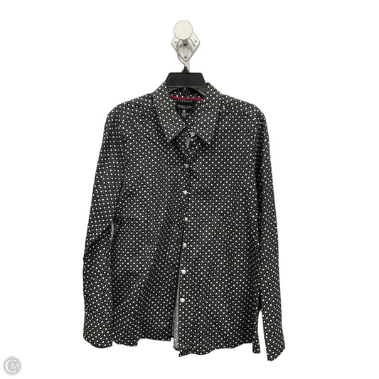 Blouse Long Sleeve By Foxcroft In Black & White, Size: Xl