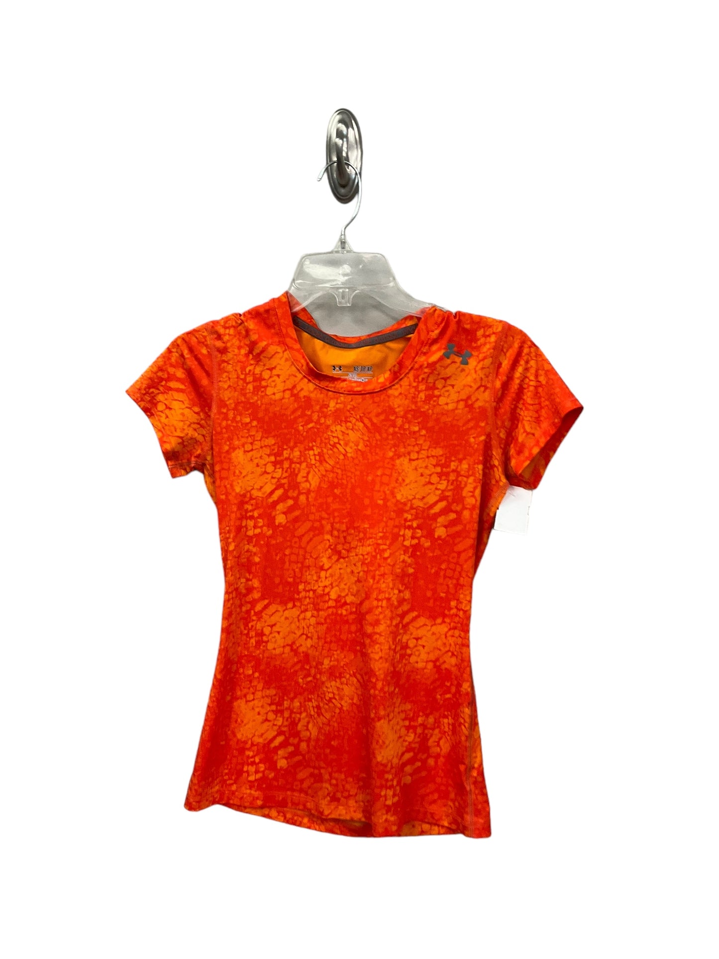 Athletic Top Short Sleeve By Under Armour In Orange, Size: S