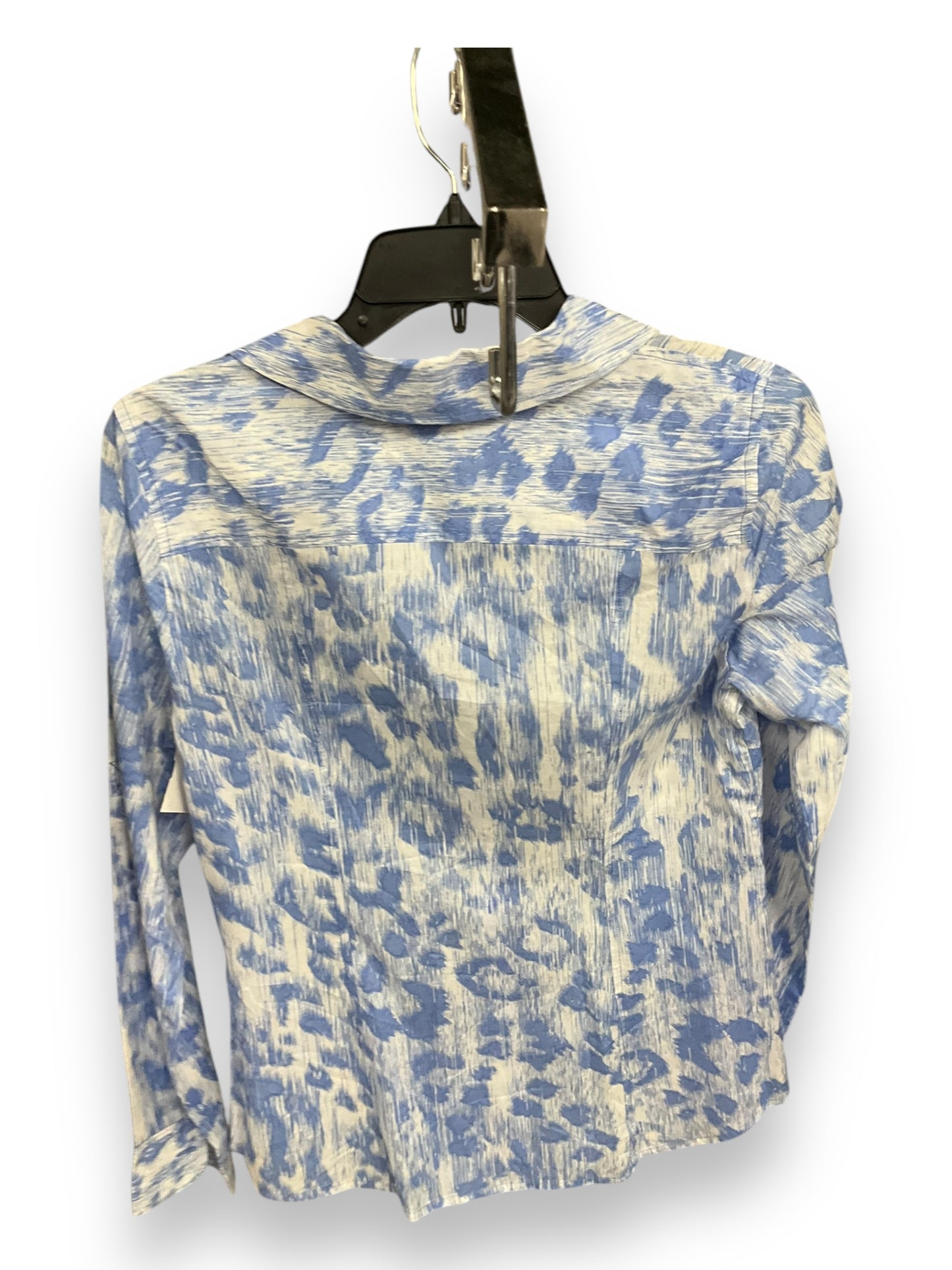 Blouse Long Sleeve By Michael By Michael Kors In Blue White, Size: S