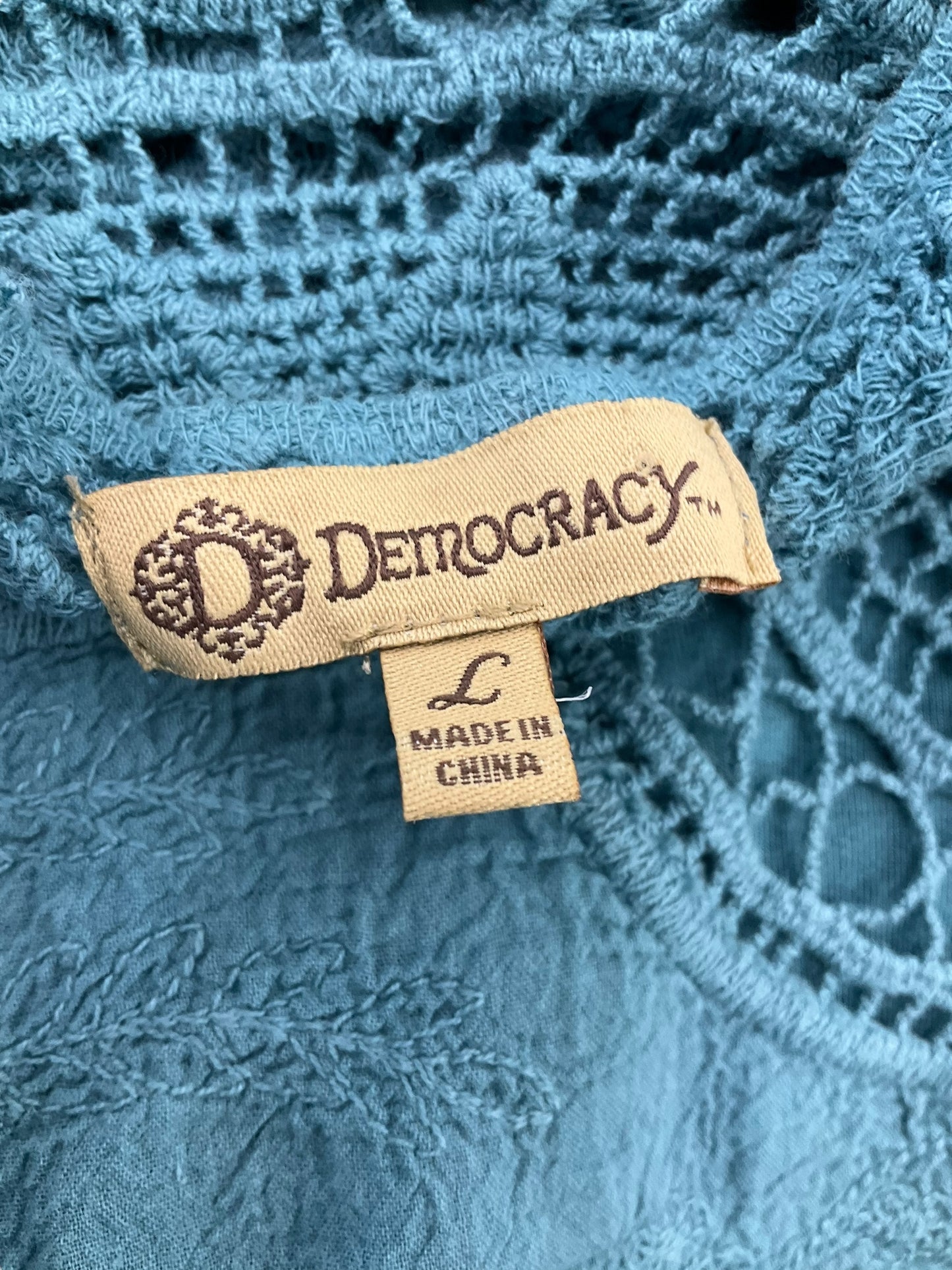 Aqua Blouse 3/4 Sleeve Democracy, Size L