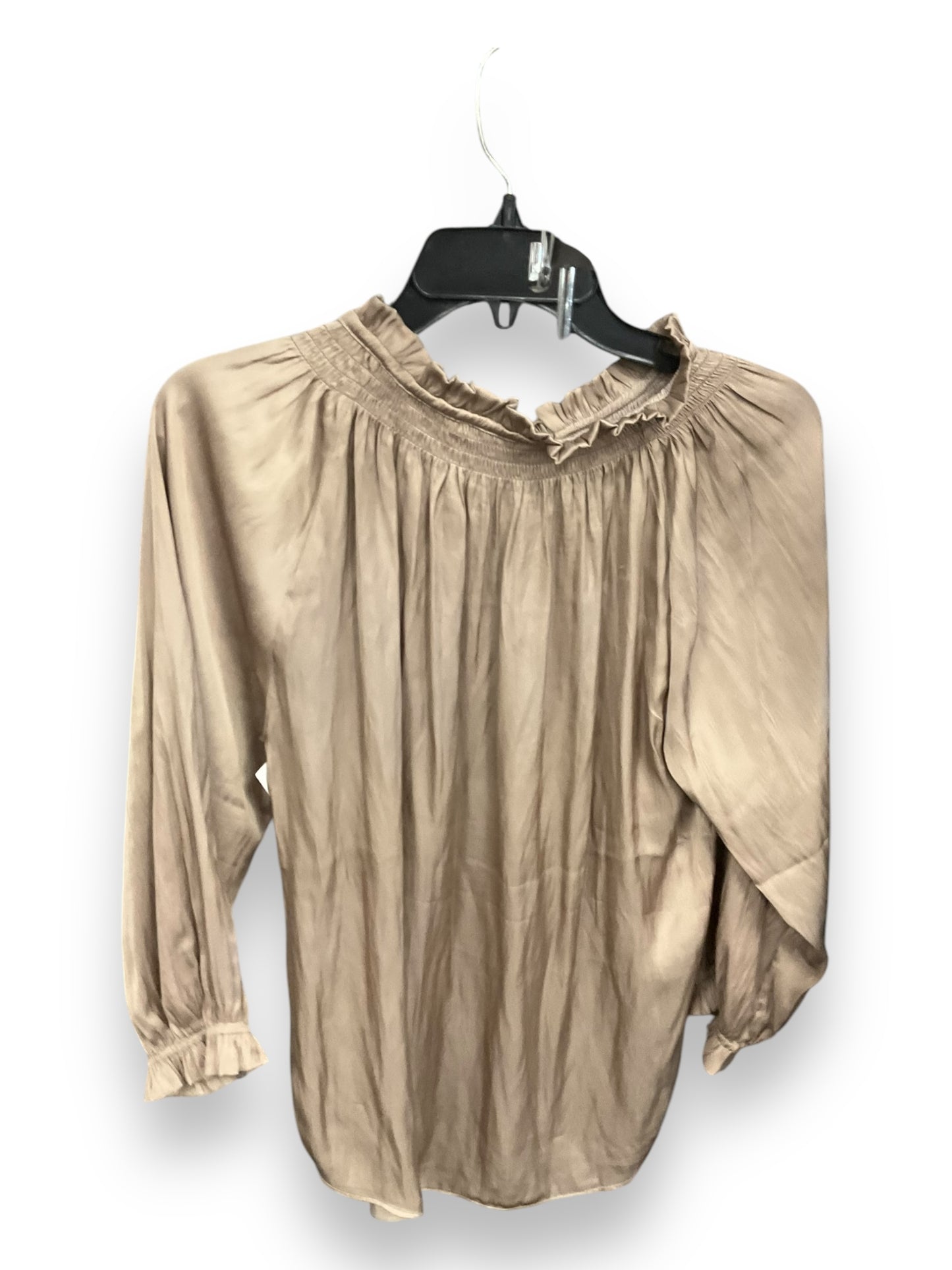 Top Long Sleeve By Carmen By Carmen Marc Valvo In Beige, Size: M