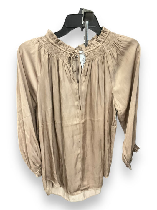 Top Long Sleeve By Carmen By Carmen Marc Valvo In Beige, Size: M