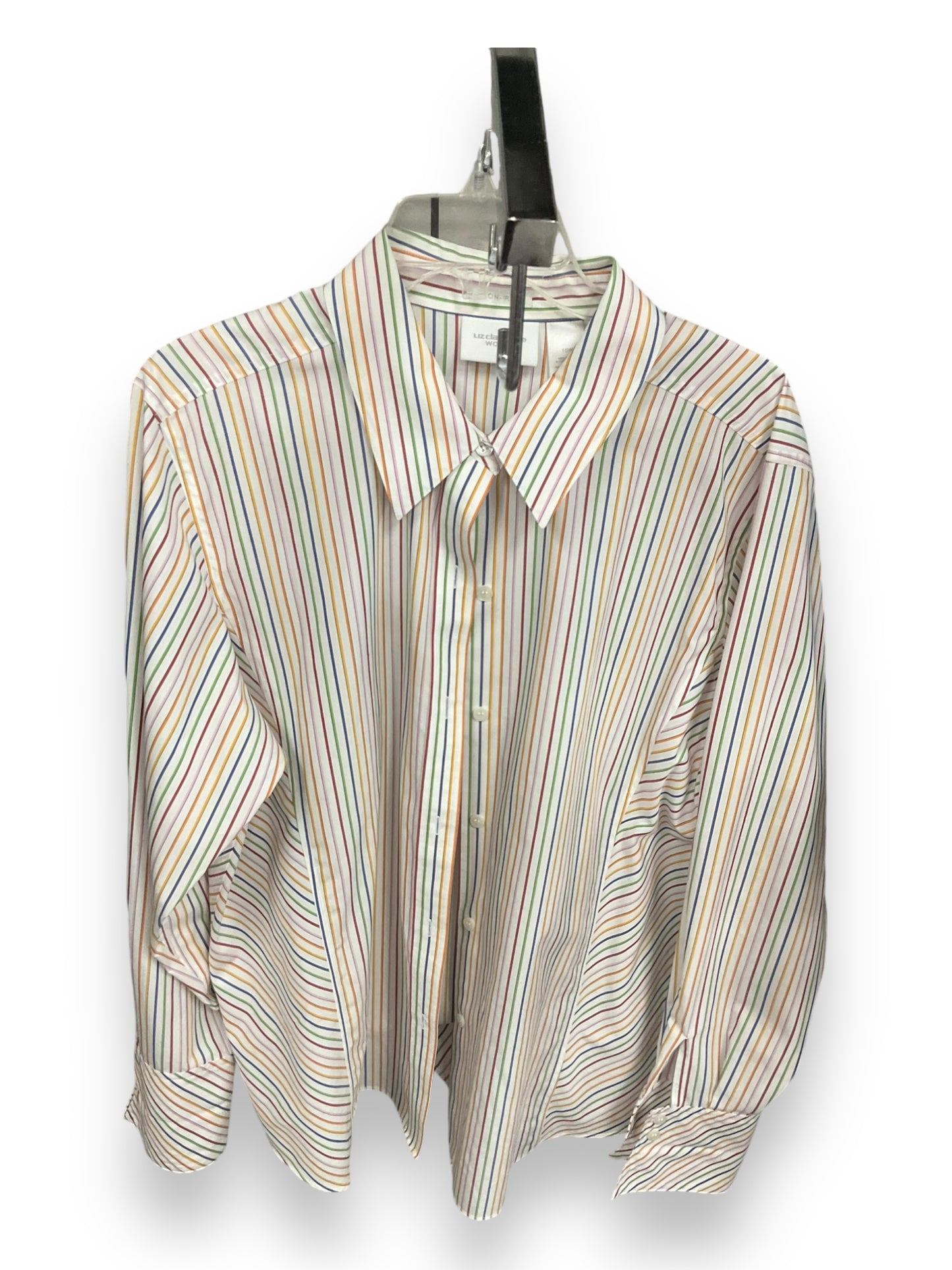 Blouse Long Sleeve By Liz Claiborne In Rainbow Print, Size: Xl