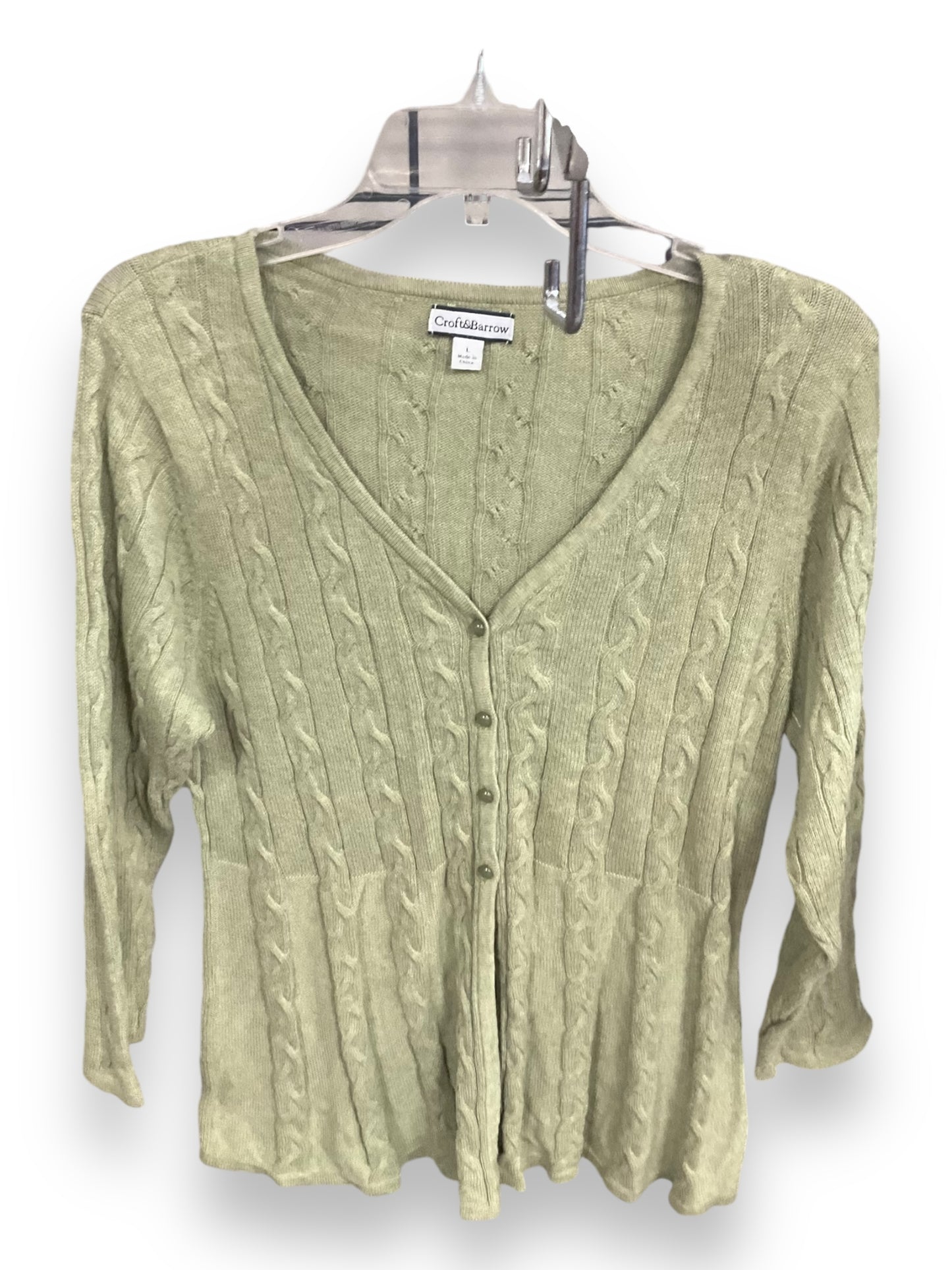 Cardigan By Croft And Barrow In Green, Size: L