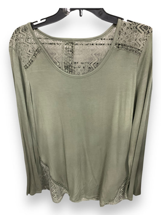 Top Long Sleeve Basic By Tru Self In Green, Size: M